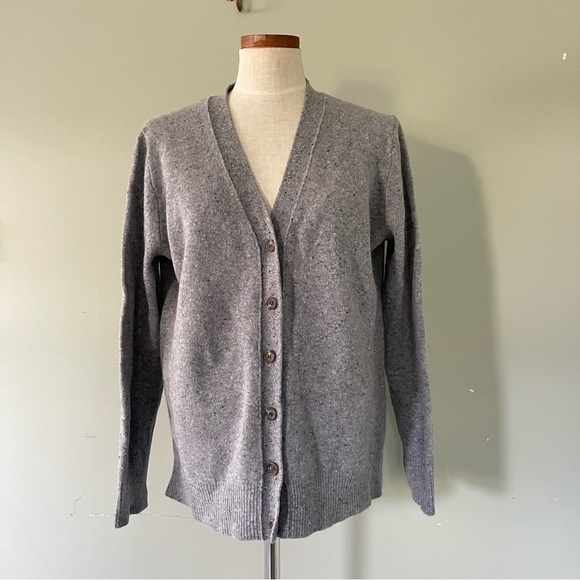 J.Crew Gray Marled cardigan 100% Merino Wool size XL - Picture 1 of 6